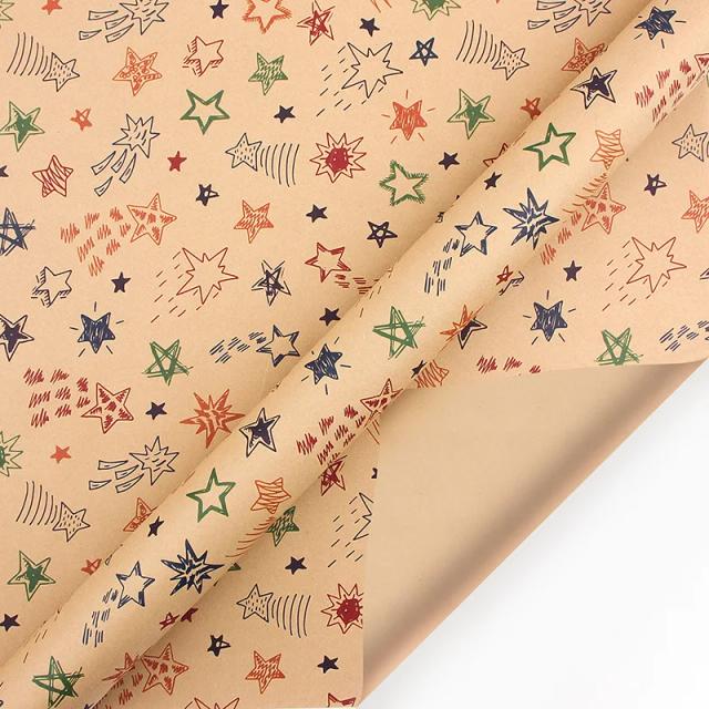 Papel de Embrulho para Presentes: Kraft para Aniversário, Natal e Ano Novo - Pacote com 10 unidades