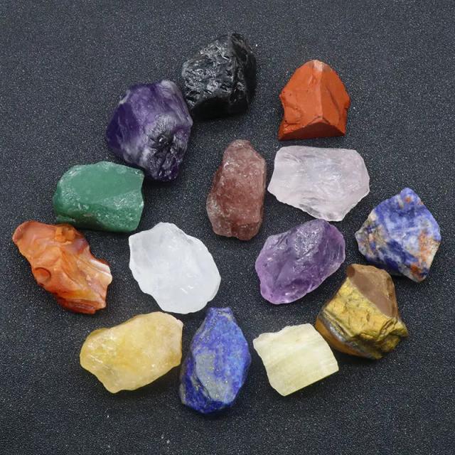 Conjunto de Pedras Chakra Naturais para Cura com Reiki, Decoração Feng Shui e Halloween em Quartzo