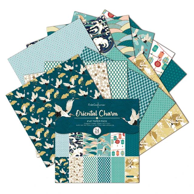 Bloco de Papel Scrapbooking 24 Folhas 6"x6" com Padrão de Animais e Flores para Artesanato e Papel de Fundo