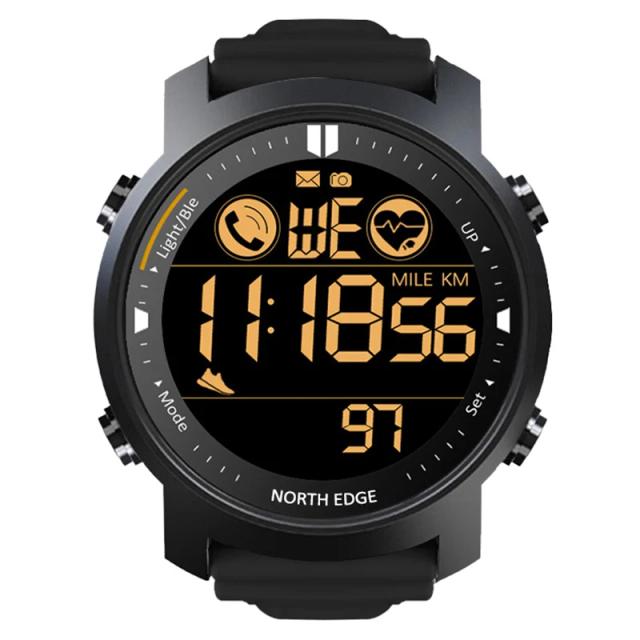 Relógio Inteligente Impermeável NORTH EDGE para Homens com Monitor de Freqüência Cardíaca, 50m, Ideal para Natação, Corrida e Esportes, Compatível com Android e iOS