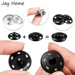 20 conjuntos costurar-em botões de pressão de metal prendedores de pressão preto prata botões de imprensa para sacos de roupas costura diy crafting botões invisíveis - Image 3