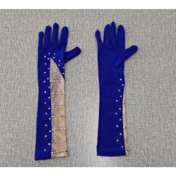 Infantil Poliamida Tecido Luvas de Ginástica, Patinação Artística, Competição Rítmica, Strass Brilhante, Manga Comprida, Adulto - Image 5