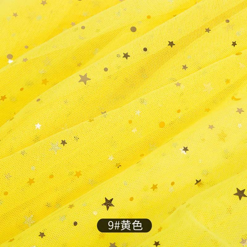 Tecido de tule barato para costura vestido infantil estrela tecido de malha para diy decoração de fundo colorido 45*135cm/pc - Image 1