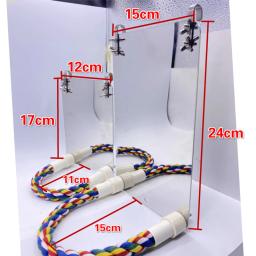 Espelho de aço inoxidável para aves com suporte de corda, brinquedo de espelho para aves com suporte para gaiola de papagaio, pássaros, guardanapos - Image 2