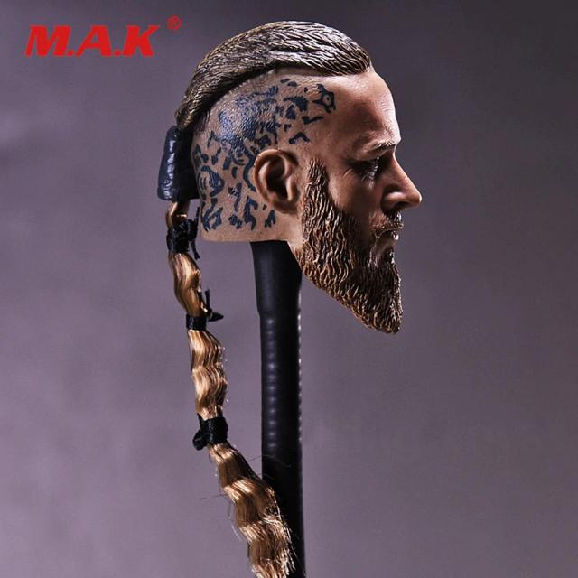 Escultura de Cabeça Viking 1:6 para Bonecas e Figuras de Ação Masculinas com Tranças para 12"