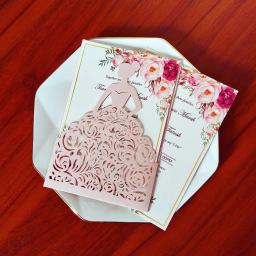 Convites personalizados para festa de casamento, convite diy, impressão doce, rosa claro, 50 unidades - Image 1
