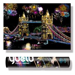 Carretel extra grande 75*52cm magic scratch arte artesanato mundo paisagem raspagem pinturas de papel adulto brinquedos crianças brinquedos - Image 1