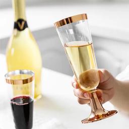 12 pçs de alta qualidade casamento champanhe flauta criativa descartável plástico copo do casamento champanhe vidro bebendo utensílios para festa - Image 2