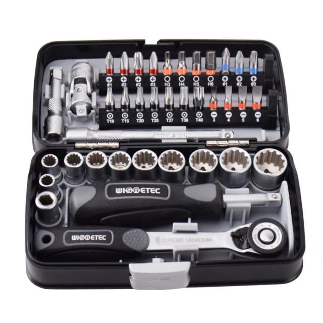 Conjunto Completo de 38 Mini Chaves de Catraca para Manutenção de Bicicletas com Soquete de 1/4"