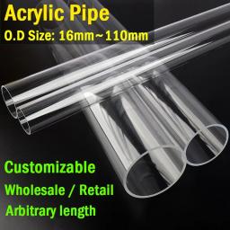 Transparente Acrílico PMMA Tubo, Tubo De Vidro Orgânico, Acessórios De Aquário, OD 16 a 110mm, 49 a 50cm de comprimento, 1Pc - Image 2