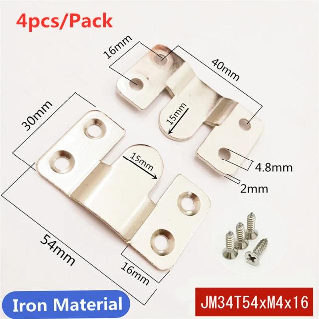 Kit com 4 Fivelas de Gancho de Aço Inoxidável, Cabide com Parafusos 54mm/43mm para Pendurar Quadros e Espelhos na Parede