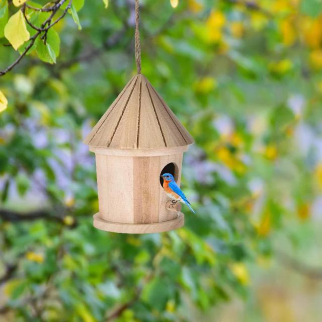 Casa de Pássaro de Madeira Natural para Parede - Gaiola Compacta e Estilosa para Áreas Externas
