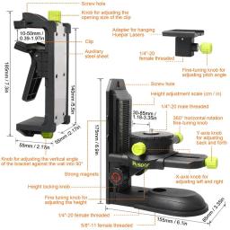 Huepar-Adaptador Multifuncional Nível Laser, Ajuste Fino Suporte, Base Pivotante Magnética, Suporte Clip Ajustável, Ferramentas de Nível - Image 2