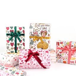 Papel de embrulho de presente, papel de embrulho de presente do dia dos namorados, casamento, amor, natal, caixa de papel com 10 peças - Image 1