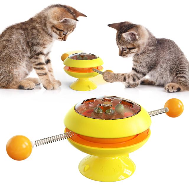 Brinquedos Interativos Rotativos para Gatos com Catnip - Acessórios de Treinamento e Suprimentos para Gatinhos e Animais de Estimação
