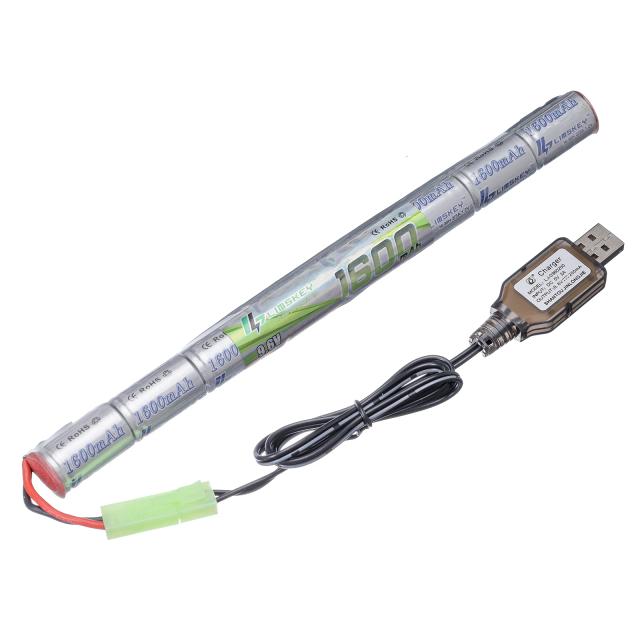 Bateria Limskey 2/3A 9.6V 1600mAh para Pistolas de Airsoft AK47, MP5K, RPK, PKM, G36C e MC51