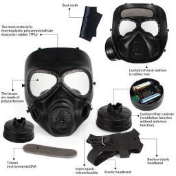 Tactical airsoft cs jogo paintball jogo ao ar livre rosto máscara de gás máscaras de gás de proteção respirador com filtro exaustão ventilador fluxo ar - Image 6