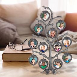 Árvore genealógica Photo Frame com 12 fotos, desktop família, quadros decorativos quadros, prata antiga, liga de zinco, artesanato retro - Image 1