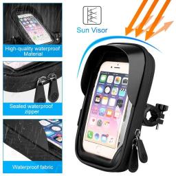 Suporte de telefone à prova d'água, bolsa de guidão de bicicleta e motocicleta com touch screen de 6.4 polegadas, para iphone 12pro samsung - Image 4