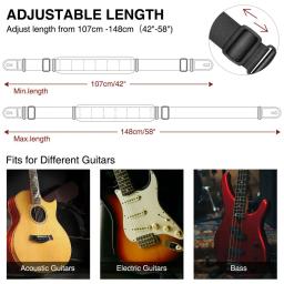 LEKATO-Ajustável Baixo Guitarra Strap Titular Belt, acolchoado ou esponja macia, descompressão eficaz, 42-58 ", 3" - Image 6