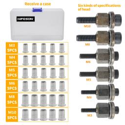 Hipuron conjunto de ferramentas com rebites, 36 espaços, porca, rebite, caixa, m3 m4 m5 m6 m8 m10, aço inoxidável, acessórios de cabeça plana rebitadeira rebite rebitadeira de rosca arrebitadeira rebitadeira eletrica - Image 2