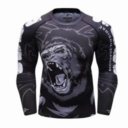 PK MMA Rashguard para homens, camisas de manga comprida, camisola esportiva, Rash Guard Jersey, Fitness, Muay Thai, Boxe, Jiu Jitsu, BJJ - Image 1