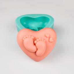 Molde de silicone para sabão e sabonete para bebês, forma de coração para os pés, molde para sabonete artesanal, argila e velas de resina - Image 2