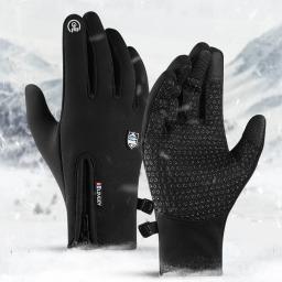 Luvas de inverno para ciclismo, luva de motocicleta preta à prova d'água com touch screen, quente para dedos completos, mtb, bicicleta, esqui ao ar livre - Image 1