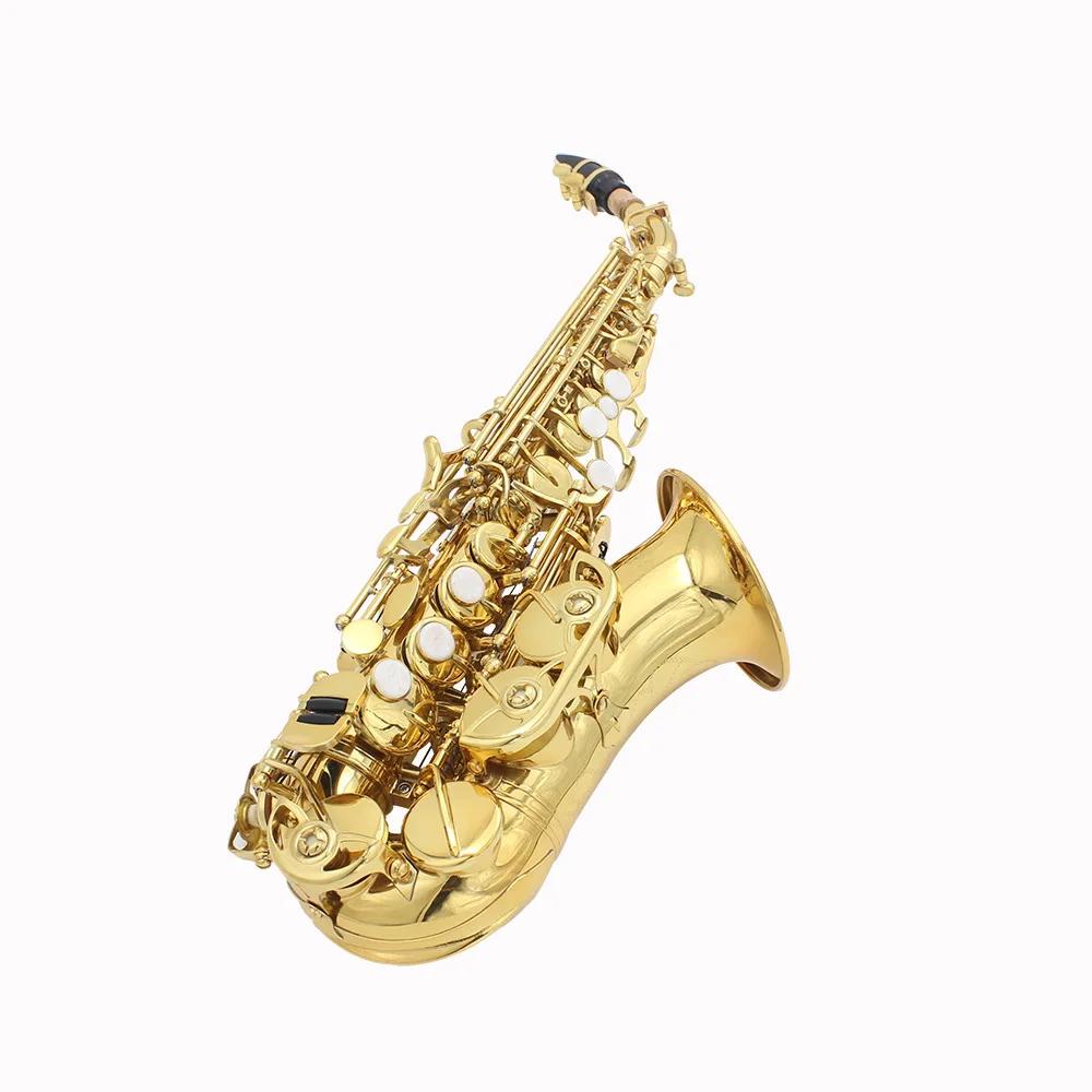 Latão saxofone botões com Golden Carve padrão, Bb Bend, limão Sax Soprano, Pearl White Shell, instrumento de sopro - Image 1
