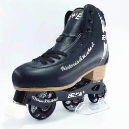Sapatos Skates de Dança com Bloco de Freio para Masculino e Feminino, 3 Rodas, Patins Triplos Patins Inline, Rolo Branco e Preto, BE + VE, 30 a 45, original - Image 1