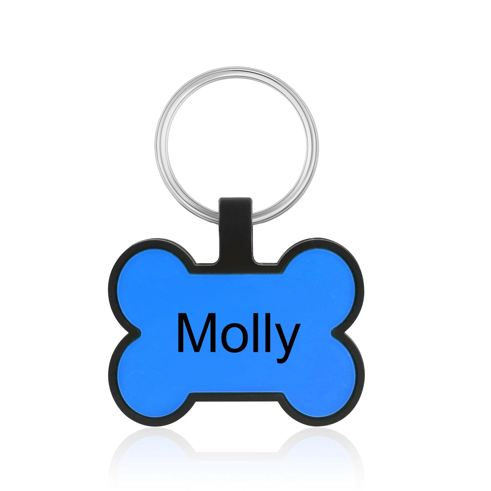 Colar lateral duplo personalizado para animais de estimação, Dog and Cat ID Tag, nome e número personalizados, Anti-Lost, Silicone Keychain Acessórios - Image 1
