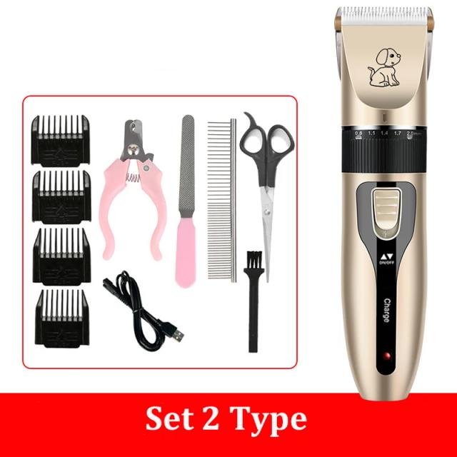 Kit de Aparador de Pelos Elétrico para Animais - Cortador Recarregável para Cães, Gatos e Coelhos