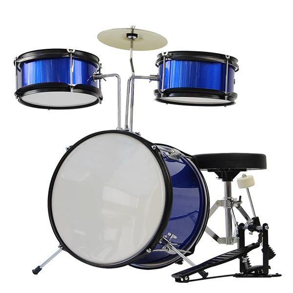 Kit Completo de Bateria para Crianças: Instrumentos Musicais com Baquetas e Assento - 12 Polegadas, 3 Peças