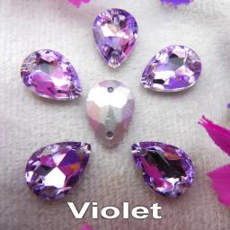 Strass de cristal de vidro com dois furos cor agradável forma de gota de água strass costura em vestido de casamento acessórios decorações - Image 6