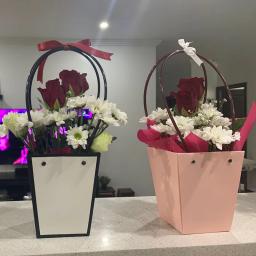 Saco De Presente De Mão De Papel Kraft, Caixa De Presente Da Flor, Sacola De Embalagem De Flor Portátil para Casamento, Decorações Do Dia Das Mães - Image 3