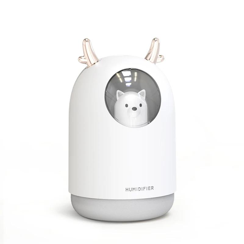 Bonito Pet Ultrasonic Air Umidificador, Eletrodomésticos, USB, Cool Mist, Aroma, Difusor de Óleo, Cor Romântica, Lâmpada LED, 300ml - Image 1