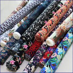 Por metro qualidade viscose popeline tecido vintage geométrico floral pássaros boêmio retalhos rayon material atacado - Image 1