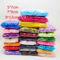 Sacos De Organza Com Cordão Para Embalagem De Jóias, Festa De Casamento, Decoração De Natal, Bolsa De Presente, 5x7, 7x9, 9x12cm, 100 Unidades por Lote - Image 1