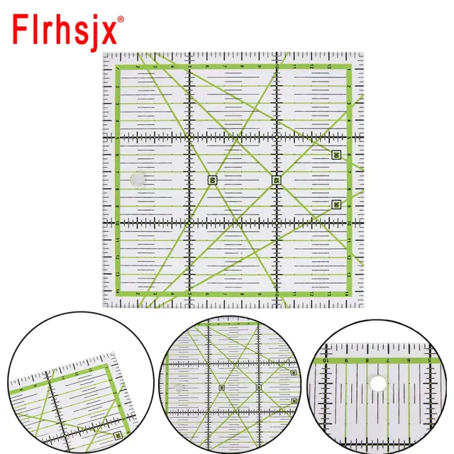 Régua Acolchoada Multifunção para Costura e Retalhos com Linhas de Grade Coloridas e Medições Precisos 15x15cm