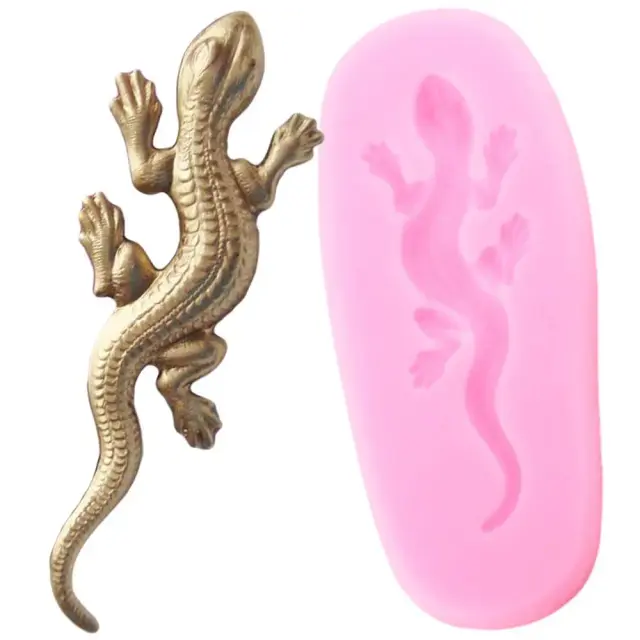 Molde de Silicone 3D de Lagarto Gecko para Decoração de Bolos e Chocolates com Argila e Gumpaste