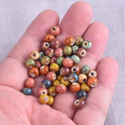 50 pçs redondo 6mm fantasia esmalte cerâmica porcelana solta espaçador contas lote para fazer jóias diy - Image 2