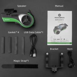 Rockbros porta-celular para bicicleta, suporte para telefone, bluetooth, 5 em 1, áudio e mp3, alto-falante, buzina, bateria de 4400mah, acessórios de bike - Image 5