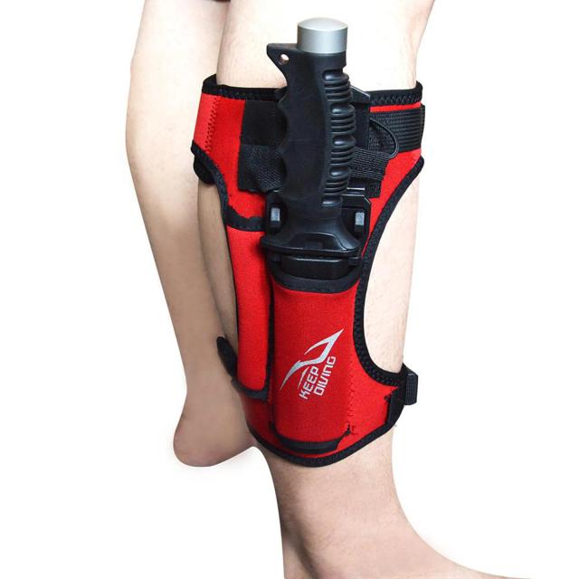 Suporte de perna ajustável para faca de mergulho com 2 bolsos e gancho de neoprene