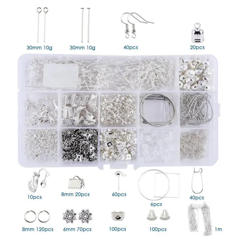 Misto Jóias Fazendo Descobertas Set, Metal Liga Acessórios Kit, Descobertas Jóias Suprimentos, Beading Making, Handmade DIY - Image 1