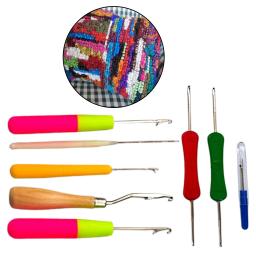 Kit de gancho de trava crochê curvo, 9 peças, agulha para fazer costura, ferramenta de tricô - Image 3