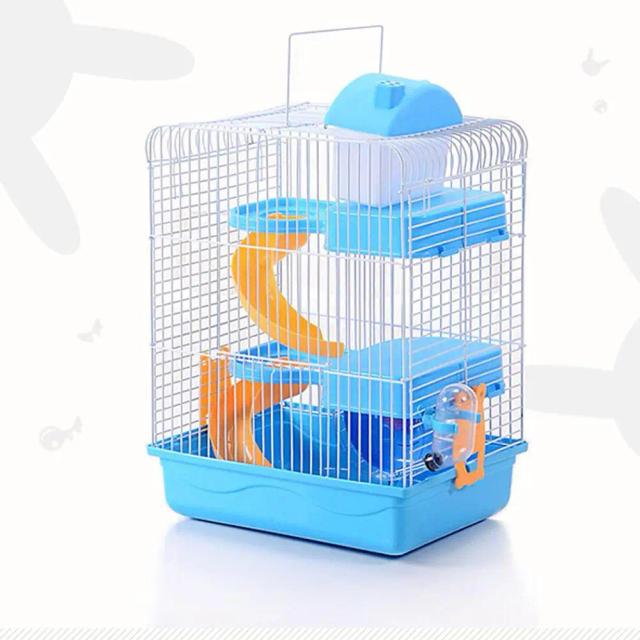 Gaiola de Luxo Portátil para Hamsters e Pequenos Animais: Casa Tema Três Andares com Decoração Ideal para Chinchilas e Ratos