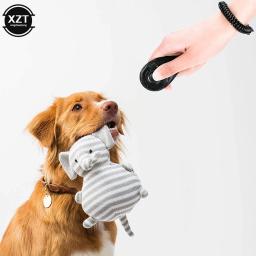 Suprimentos de treinamento do cão de estimação gato cachorro treinamento clicker plástico novos cães clique trainer ajuda ajustável alça de pulso som chave corrente - Image 1