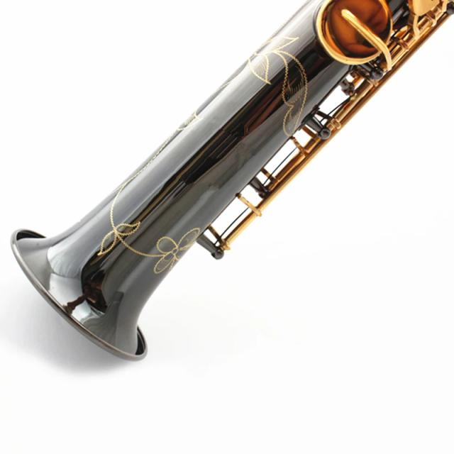 Saxofone Soprano Profissional R54 com Acessórios em Ouro Preto - Instrumento Musical de Latão de Alta Qualidade