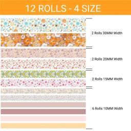 Conjunto de fita washi de 12 rolos, fita japonesa decorativa de outono floral e estampa de embalamento para scrapbook, faça você mesmo, planejadores de artesanato, presentes - Image 2