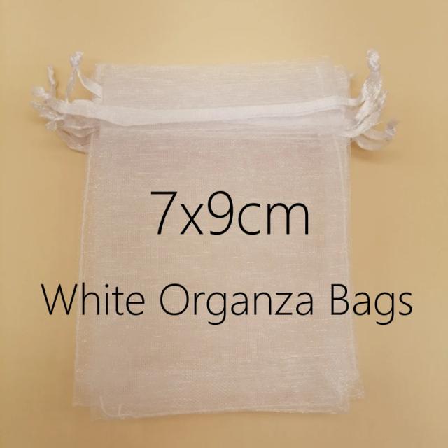 Conjunto de 50 Sacos de Organza Brancos com Cordão - Ideais para Embalagens de Casamento e Armazenamento de Joias e Acessórios